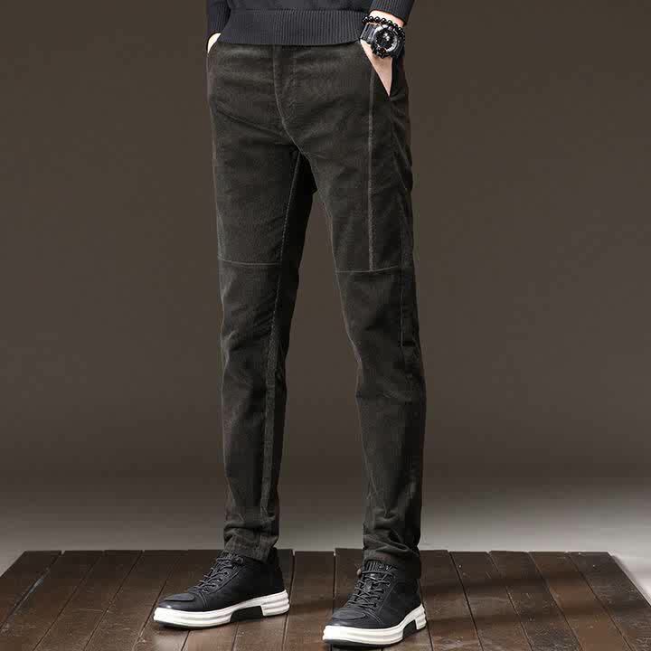 2022 Autumn New Corduroy Men's Casual Pants Versatile Slim Trousers Trendy Straight Tube Loose Spring and Autumn Pants Men