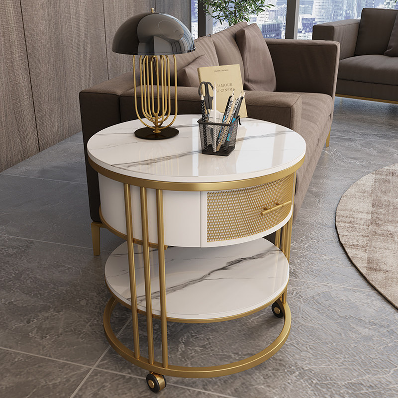 Light extravagant minimalist round small side several home small table TV next to the tea table rock plate bed Several sofa side cabinets