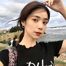 Clip ear Han version minimalist Ornament Fashion Hollowed-out Geometric Diamond Earrings Temperament Personality Hitch Earrings Student Ear Clip Tide