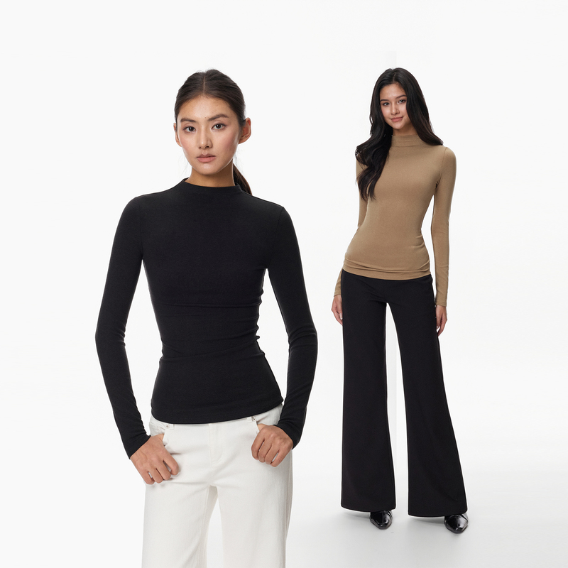Jim Kennet Small Turtleneck Stretchy Slim-Fit Long-Sleeve Top Jim Kennet Small Turtleneck Stretchy Slim-Fit Long-Sleeve Top