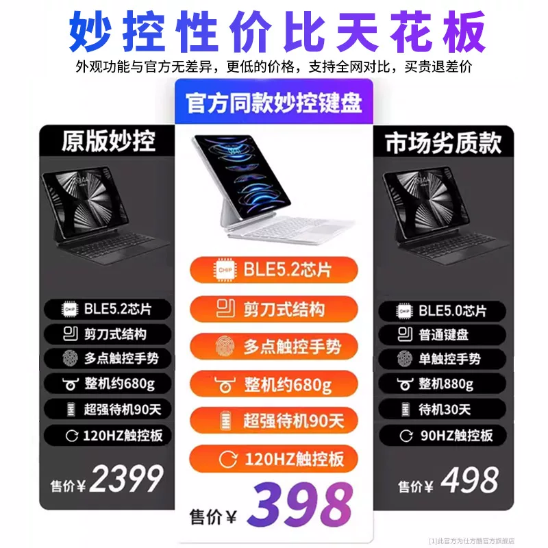 Подходит для Apple iPad Magic Keyboard Air6/5/4 Магнитный мини 7/6 Подвеска с сенсорным управлением 10-е поколение Pro Bluetooth планшета защитный чехол интегрированная оболочка плоская замена для Apple Second Air Huaqiangbei 11-дюймов 9