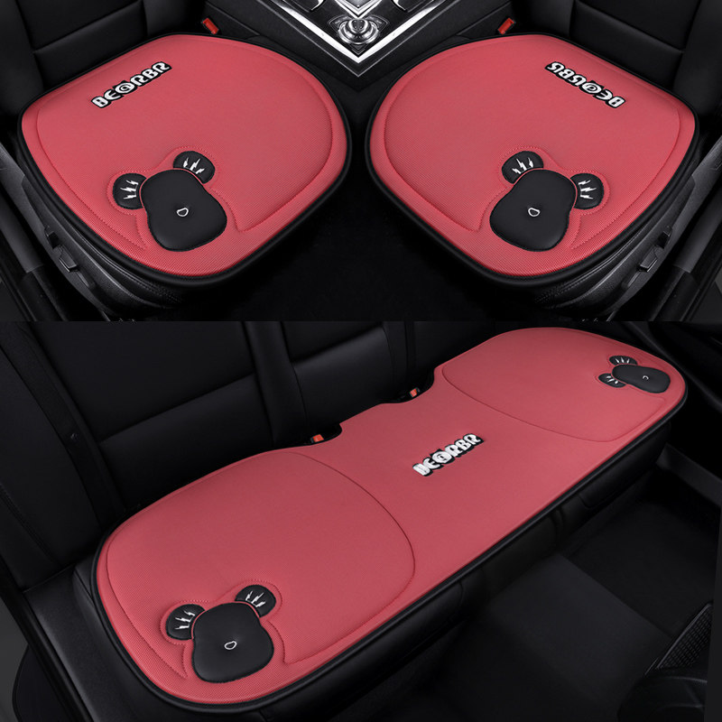 New car seat cushion four seasons universal cartoon cute one-piece three-piece goddess net red linen breathable seat cushion