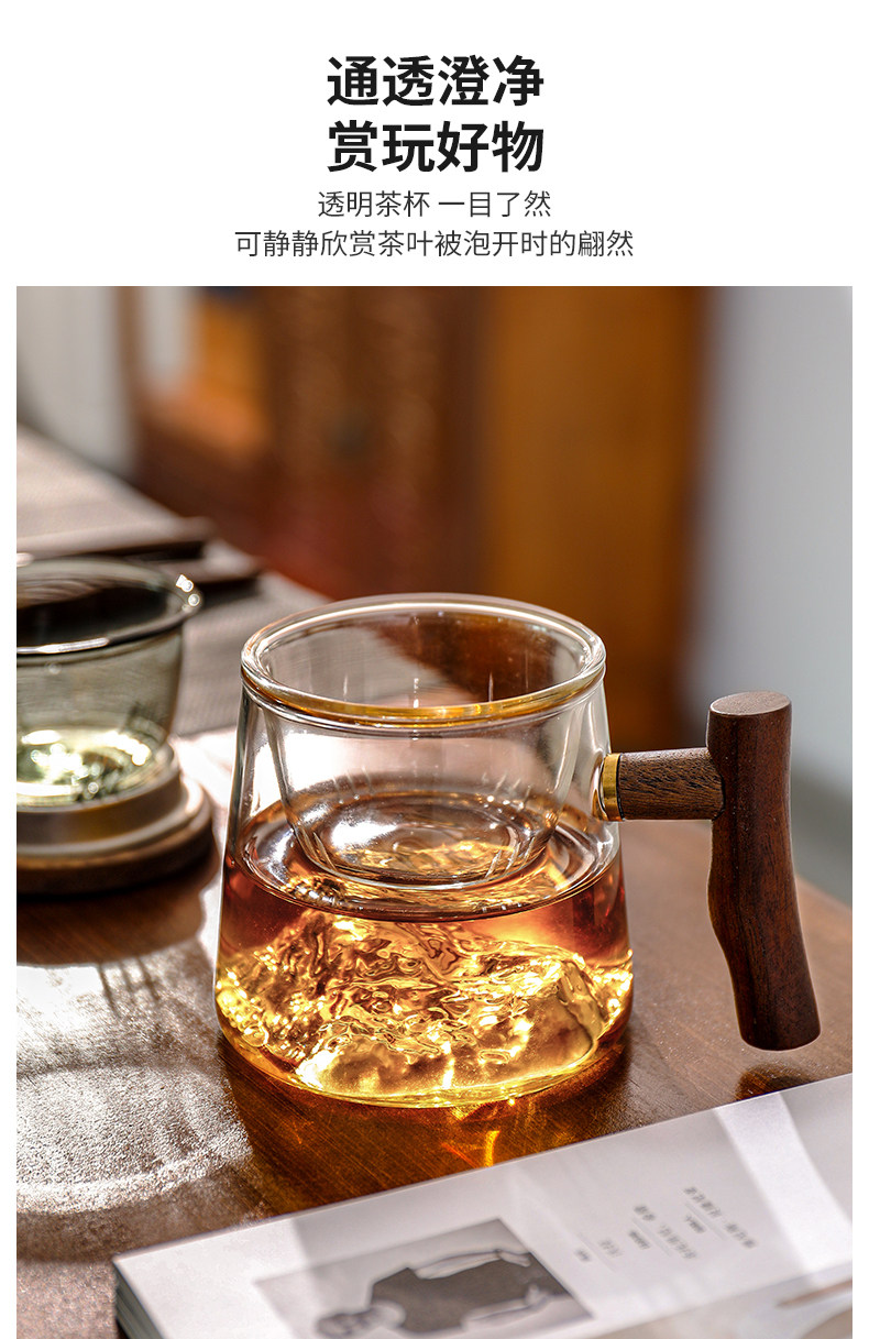 日式复古富士山玻璃杯山河观山杯家用高硼硅喝水杯雪山杯高档茶杯阿里巴巴