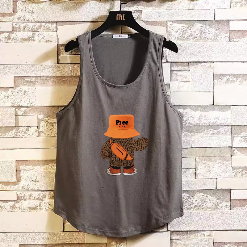 American-Style Pure Cotton Printed Tank Top for Men and Women, Summer Vest, Loose-Fitting Undershirt, Sleeveless Sports Fitness T-Shirt, Trendy American-Style Pure Cotton Printed Tank Top for Men and Women, Summer Vest, Loose-Fitting Undershirt, Sleeveless Sports Fitness T-Shirt, Trendy