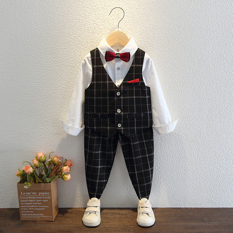 Boy gown 2021 new wedding flower boy baby spring autumn money shirt waistcoat for four sets of children's suit suit