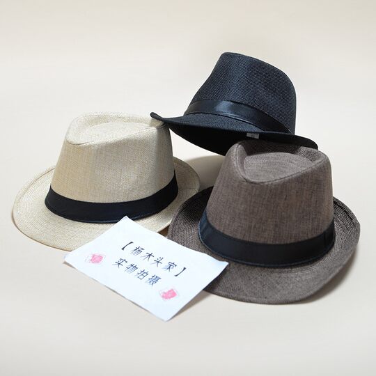 Hats for men with suits, cotton and linen fabrics, Panama solid color hats, sun hats for men, British jazz hats for women