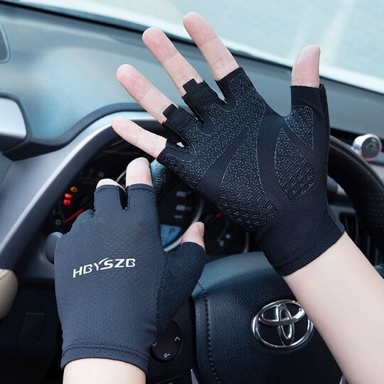 Driving Gloves for Drivers, Men's Half-Finger Summer Car Gloves, Sweat-Proof, Breathable, for Driving Practice, Fishing, Quick-Drying, Sweat-Absorbing, Cycling