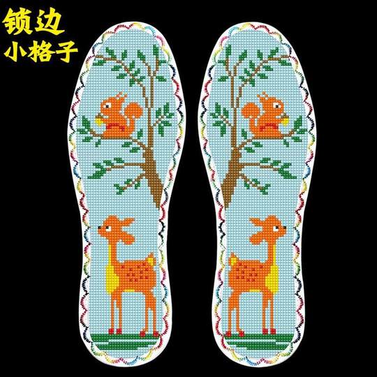 Handmade Cross-Stitch Insole Embroidery, DIY Embroidery Semi-Finished Product, Embroidered Fabric Surface, Thickened Seven-Layer Cotton Fabric, 2025 New Model