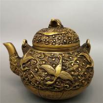 Hui Poly] Kettle Pendulum pattern Ancient playing antique teapot gift collection Xiangheu Home Decorative Pure Copper Wine Jug Pendulum