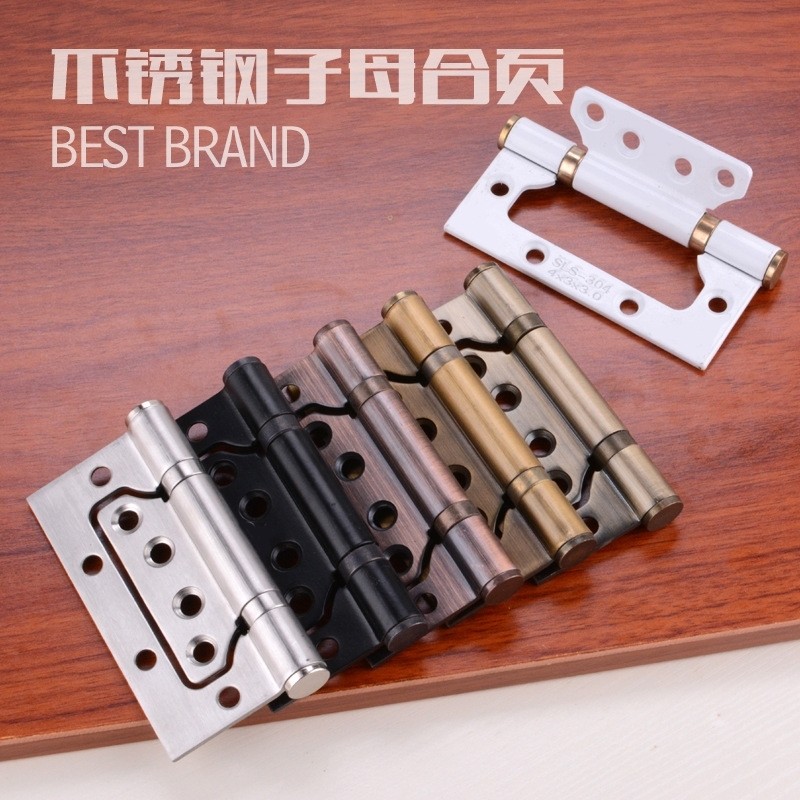 Primary-secondary hinge stainless steel 4 inch 2 5 free of notching wood door hinge bearing thickened black 5-inch 3 0 ancient bronze living leaves