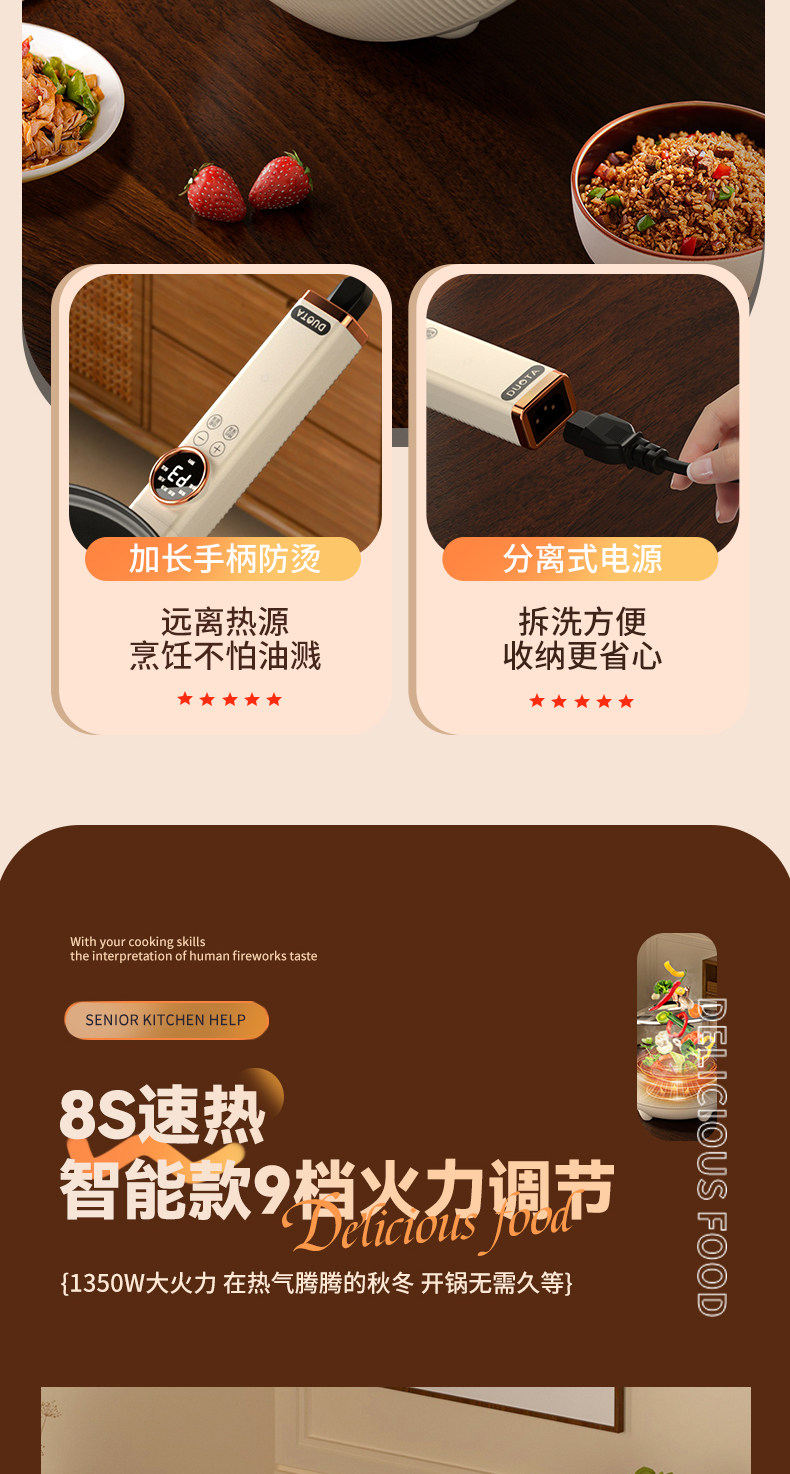 Плиты 电炒菜炒锅快煮锅家用一体多功能火锅学生宿舍小型蒸煮煎炒不沾锅 Green kwai