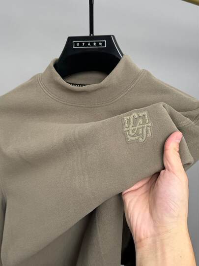 2025 Autumn and Winter Half-Turtleneck Men's Base Layer Shirt, Thickened for Warmth, Brushed Double-Sided Fleece Long-Sleeve Sweatshirt for Men's Underwear