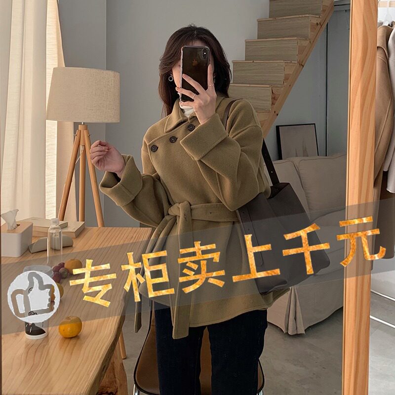 First-line brand cut label women's clothing big brand withdrawal European goods autumn and winter woolen coat cashmere woolen coat small Korean version