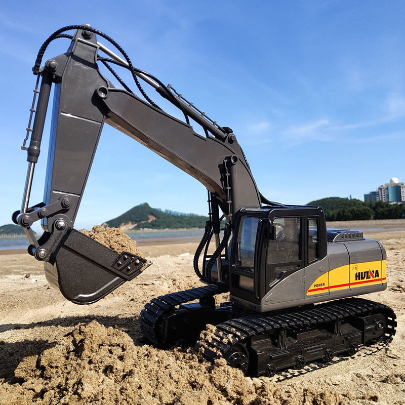 Large Remote Control Excavator Model Full Hydraulic Full Aluminum Alloy Metal Tracked Toy System Boy 2 years old A