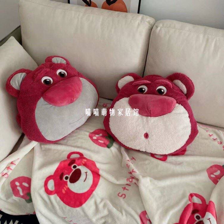 Blanket Office Afternoon Nap Pillow Two-in-one Cartoon Strawberry Bear Blanket Warm Hand Cover Three-in-one Car Load Leaning Pillow