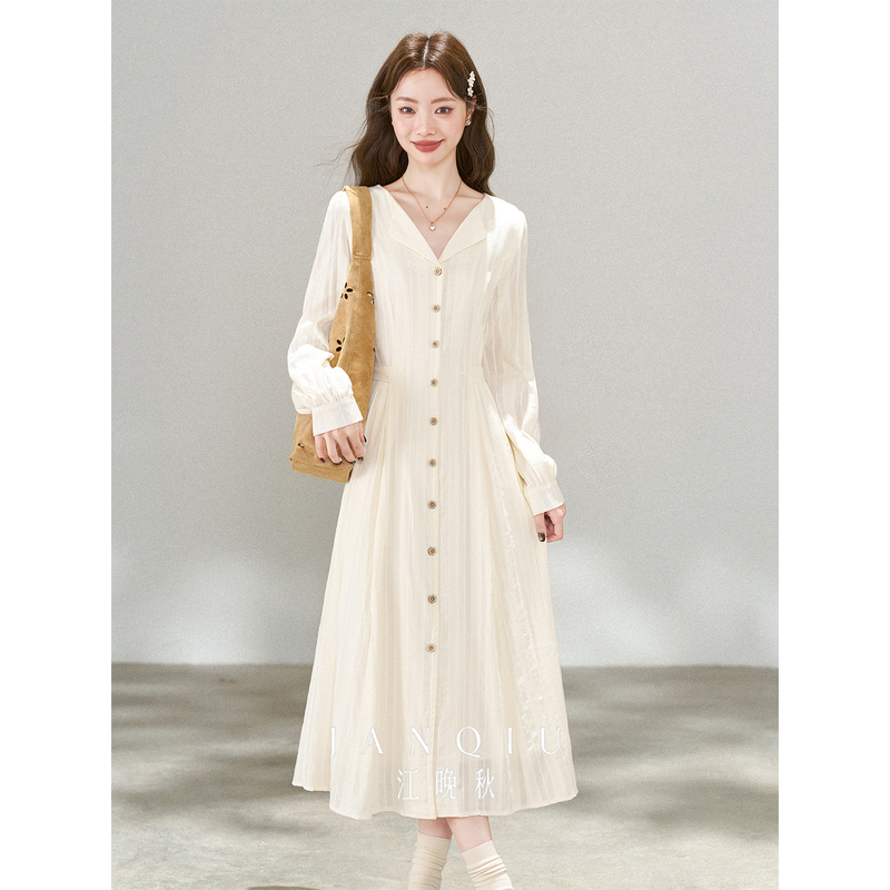 Jiang Wanqiu's Unique and Super Stylish Dress for Women, Autumn 2026 New Model, Waist-Cinching, Slimming, Elegant A-Line Long Dress
