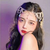 Necklace 2021 new womens high-end forehead hair accessories forehead temperament forehead chain eyebrow center pendant fairy spirit super fairy forest