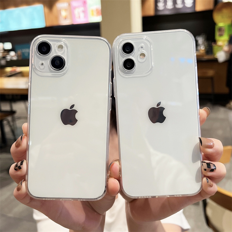 Solid Color Simple Transparent Case Suitable for Apple 13 Phone Case iPhone 11 Pro Max Silicone Soft Case 16 Max Full Coverage High-Definition 15 Anti-Drop Case for Women 6S/Se3/14 Max Protective Case for Men Mini/8P