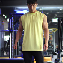 Summer bottomless round neck sports vest men quick-dry T-shirt wide shoulder waistband shoulder loose size fitness vest