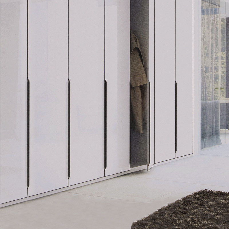 Aluminum alloy edge banding thumb handle black wardrobe slotted embedded golden invisible drawer cabinet door long handle