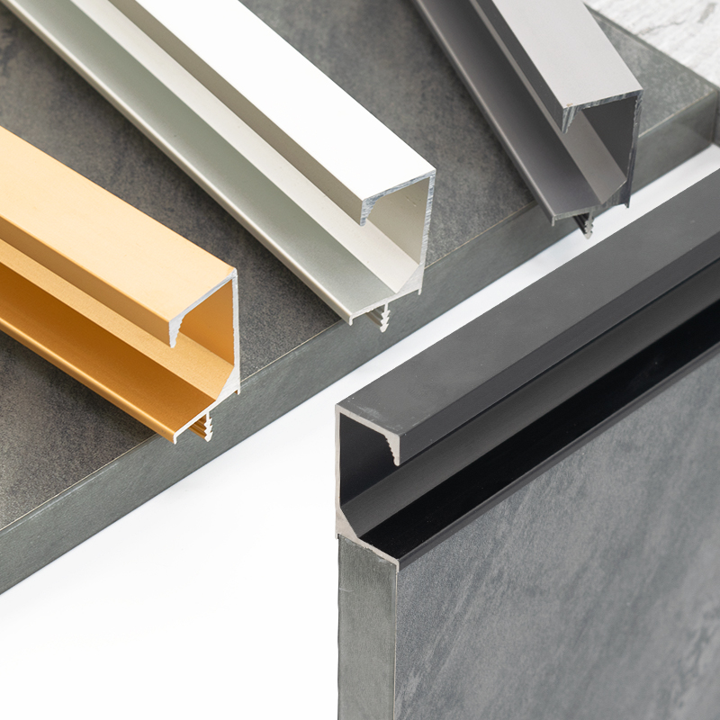 Thickened g-shaped handle overall cabinet aluminum alloy g-shaped hidden handle kitchen cabinet door invisible edge sealing golden hidden handle