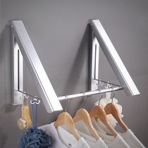 Non-perforated invisible clothes hanger indoor telescopic clothes hanger wall-mounted balcony window folding clothes artifact small