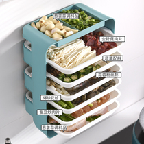 Hot pot side dish preparation box storage rack multi-layer household kitchen storage artifact non-perforated wall hanging tray