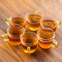 Hammer glass small tea cup thickened heat-resistant transparent belt to put the cup kung fu tea set household water cup women's tea cup