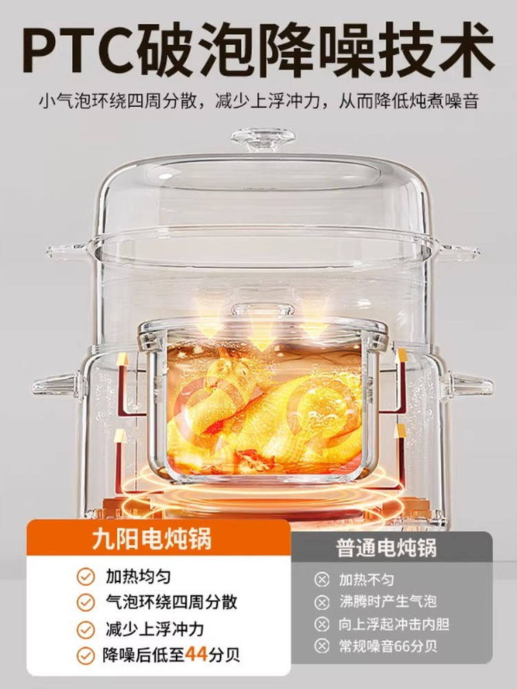 Joyoung Electric Stew Pot, Water-Sealed Stewing Pot for Home Use, Automatic Soup Pot, Bird's Nest Cooking, Porridge, Baby Food, Multifunctional Ceramic Pot