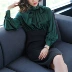 2018 mùa xuân mới của phụ nữ cổ áo cổ áo eo mỏng nữ túi hip váy giả hai mảnh váy váy bầu đẹp Sản phẩm HOT