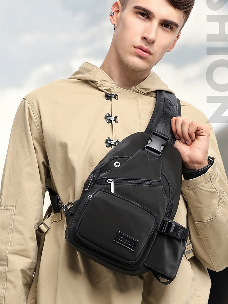 pu chest bag single shoulder bag casual twill bag multifunction business business travel sport men's buns bag small guard bag anti water tide card