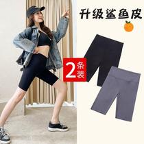Summer ice silky shark skin without mark with underpants female lift hip close-up belly slim fit tight safety pants high waist 50% pants
