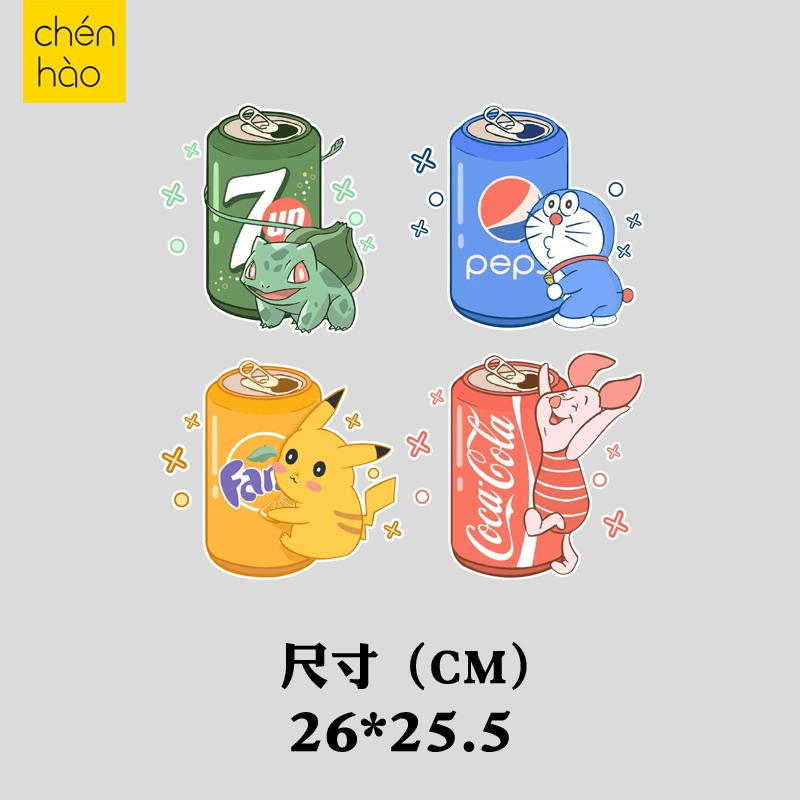 Hoạt hình sáng tạo Doremon Bulbasaur Pikachu khớp phản quang xe ô tô cá nhân hóa xe ô tô điện tem dan xe oto 