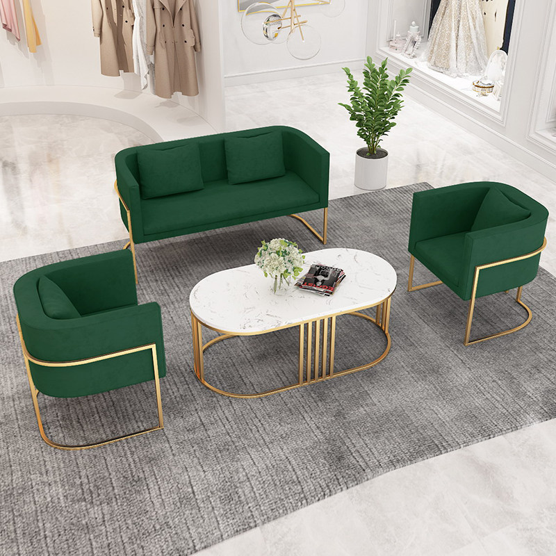 Nordic Beauty Salon Sofa Tea Table Combo Reception Guest Talks Lounge Area Light Extravaganza Red Clothing Shop Small Sofa