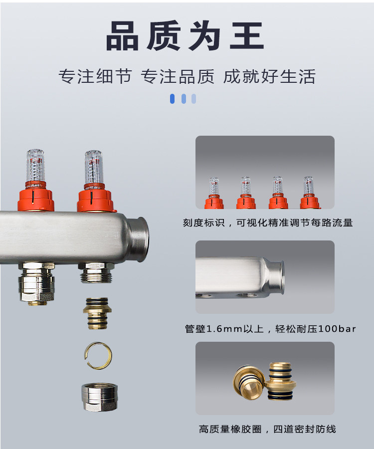 2-12 Loops Manifold With Pressure Gauge And Auto Air Vent Stainless Steel Floor Heating Water Distributor With Multi Ports Branch 24 2-12 Loops Manifold With Pressure Gauge And Auto Air Vent Stainless Steel Floor Heating Water Distributor With Multi Ports Branch 9