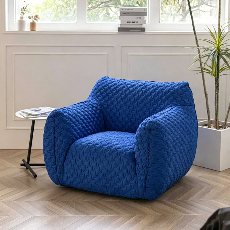 Blue Bean Bag Lazy Sofa for One Person, Simple Blue Bean Bag Chair, Leisure Chair for Living Room, Balcony, Hotel, Guesthouse, Small Sofa