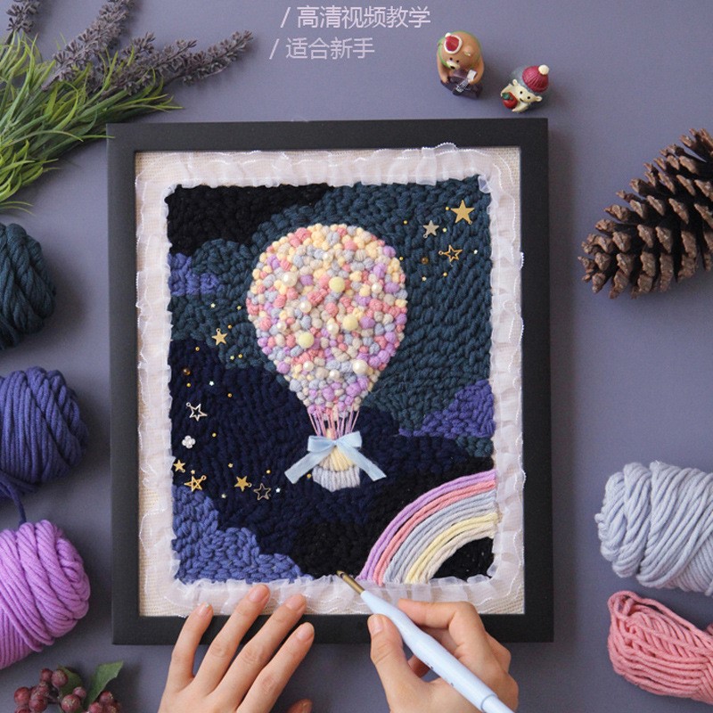 New children's poke embroidery wool hand embroidery homemade embroidery diy material package poke music poke poke show decorative painting