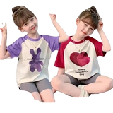 Детская хлопковая летняя мультяшная футболка с коротким рукавом, детская одежда, в корейском стиле, подходит для подростков, в западном стиле