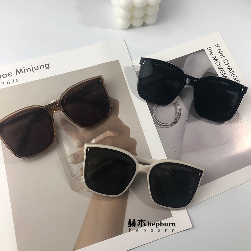Sunglasses 2021 new trendy women's brown white frame big face thin round face retro sunglasses