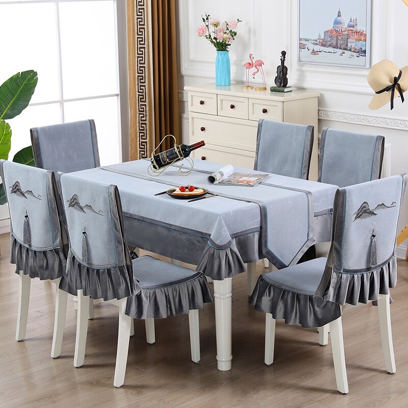 Dining table and chairs table cloth cover full of 2021 new European style luxury extravagant universal 2021 Buyi dining chair subcover