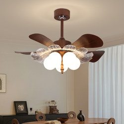 American-Style Mid-Century Style Flower Bud Series Fan Light for Living Room, Full Spectrum Eye-Protection Silent Inverter Fan Light