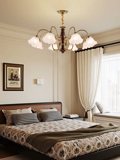 American-Style Mid-Century Living Room Chandelier, South Asian Style, Simple and High-End, Full-Spectrum Eye-Protecting Lamp, New Master Bedroom Lighting Fixture