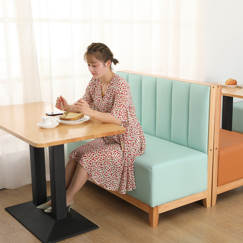 Solid wood dining room card seat sofa stool commercial wall coffee tea shop barbecue hot pot restaurant dining table and chair combination