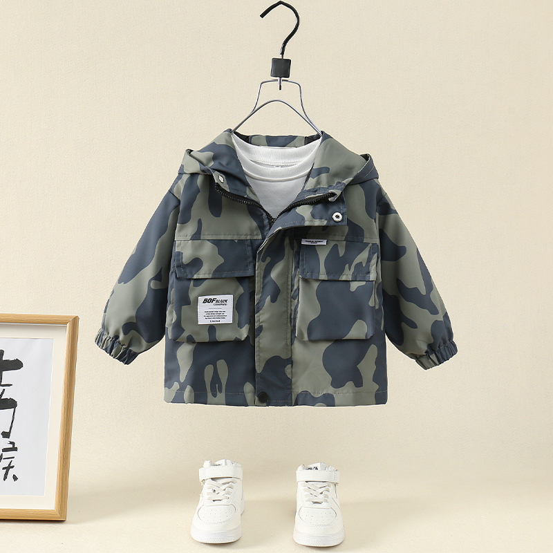 Boys' Jacket Spring and Autumn Style Children's Windbreaker 2026 New Boys' Jacket Camouflage Trench Coat Baby Autumn Clothes