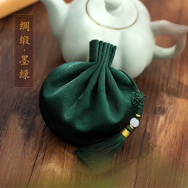 Antique sachet purse green empty bag satin sachet cloth bag dry float car Dragon Boat Festival Chinese medicine tassel sachet