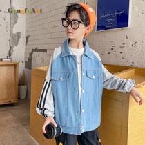 2021 autumn new boy coat fashion trend fried street childrens clothing casual denim coat childrens sports coat