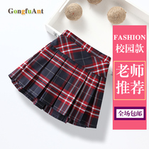 Girl School Uniform Dress Spring Autumn Children Plaid Plexu Dress CUHK Girl Half Body Skirt College Wind-proof Short-skirt Summer