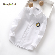 Boys white shirt long sleeve cotton spring and autumn primary school uniforms Chinese childrens white shirt table performance clothing inch