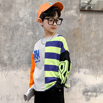 Mens clothing long sleeve sweater 2021 Autumn New stripe stitching loose cool fashion sweater SY-6509