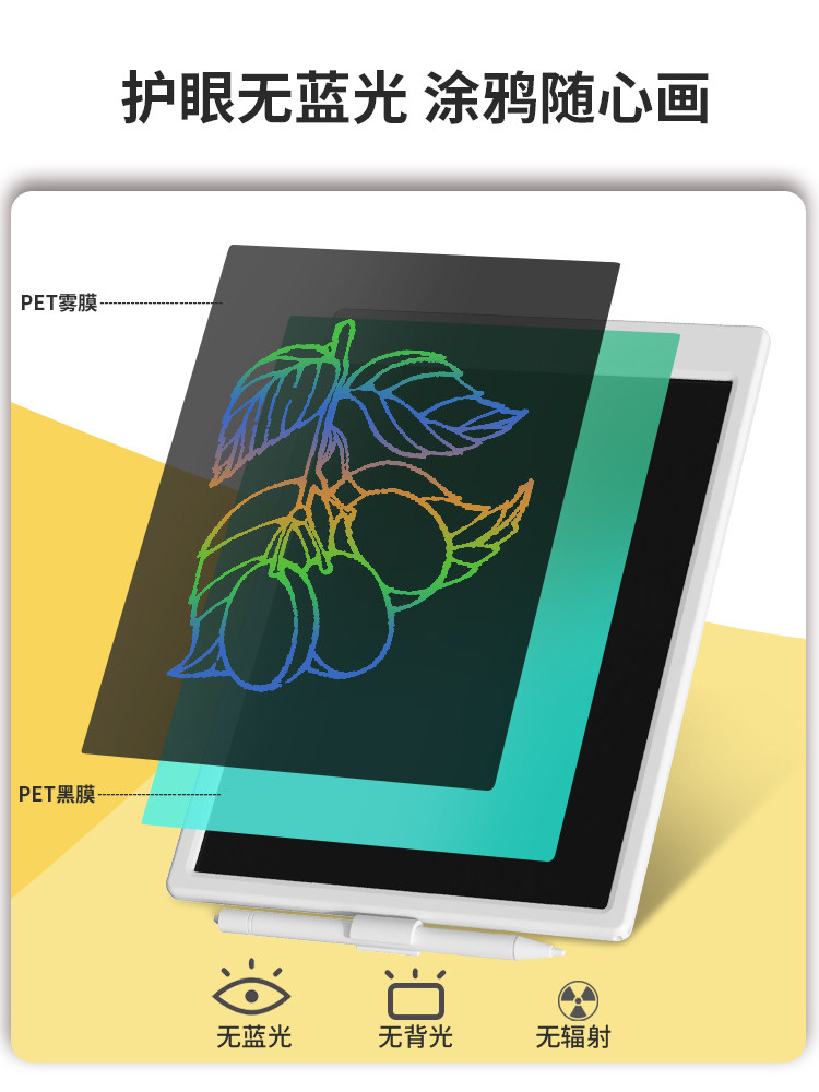 Da Vinci Children's Lcd Writing Tablet, Home Electronic Drawing Board, Erasable Magnetic Dust-Free Eye-Protection Drawing Toy, Light Energy Small Blackboard, Colorful Doodle Board for Boys and Girls